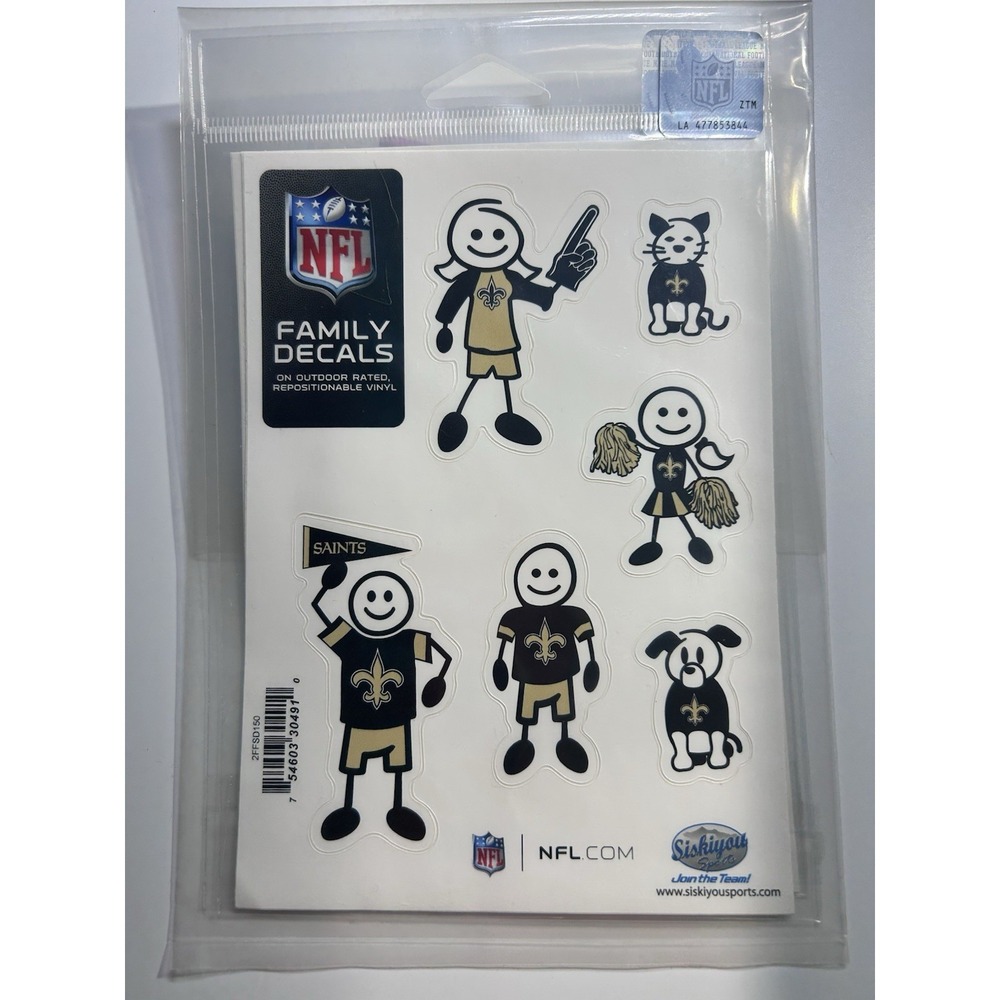 NFL Family Decals New Orlean Saints  Repositionable Reusable 12 Pcs